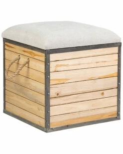 Discount 🎁 East At Main Mirian Teak Ottoman Home Ottomans & Poufs 🧨